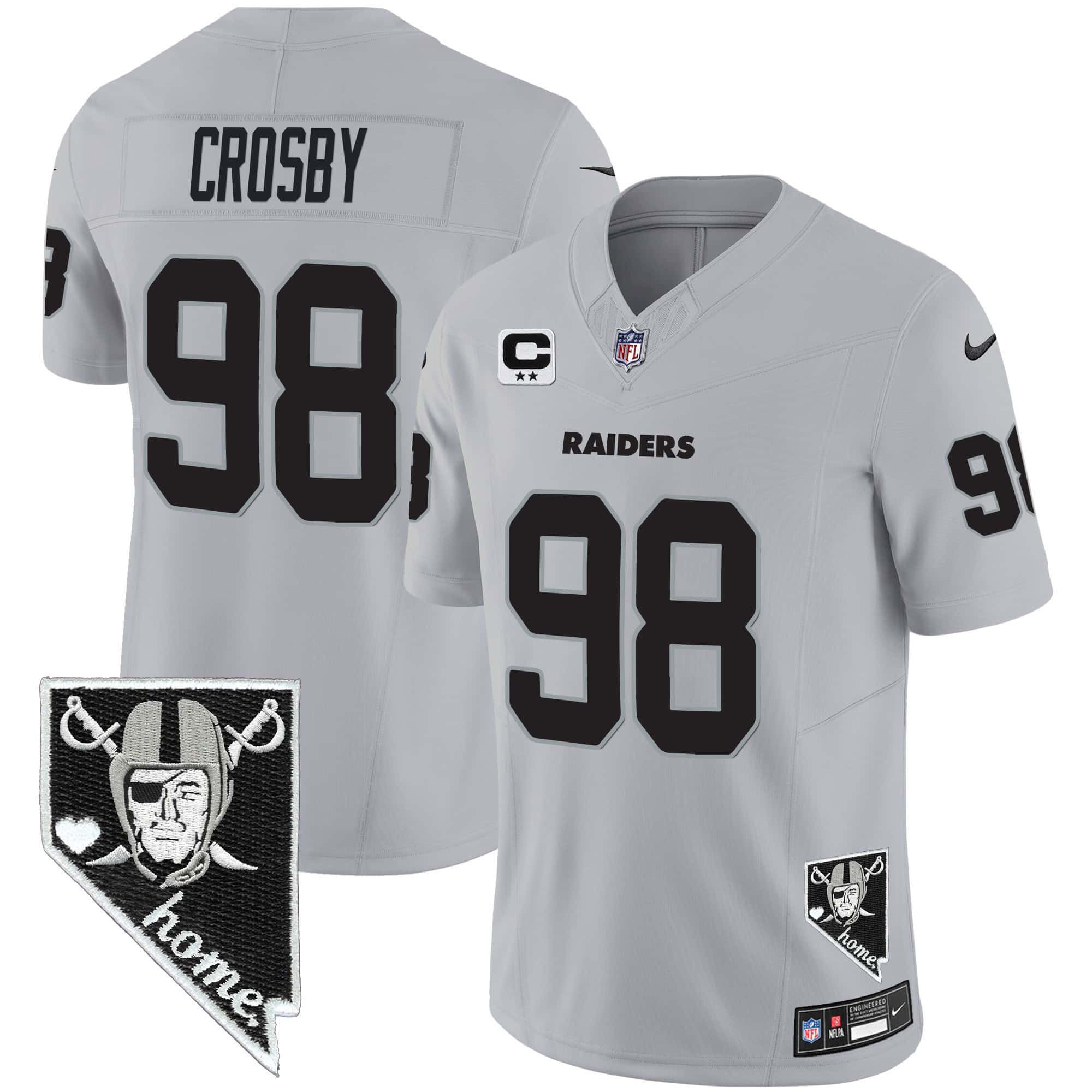 Men Oakland Raiders #98 Crosby Grey 2024 Nike Nevada Home Patch Vapor NFL Jersey->indianapolis colts->NFL Jersey